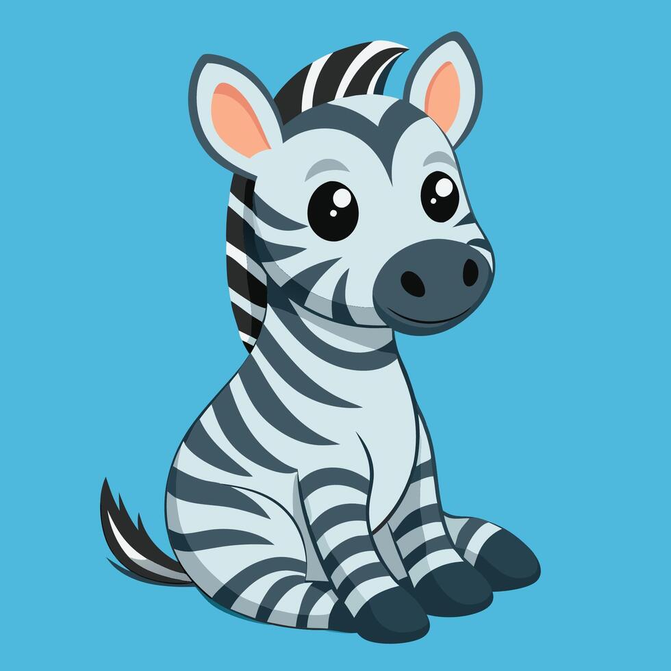 Adorable Cartoon Illustration of a Sitting Zebra vector