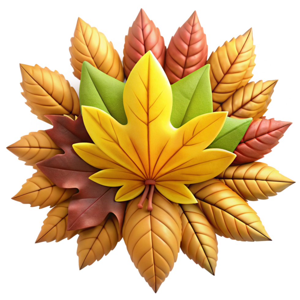 Autumn Leaves Spread with Natural Yellow and Brown Color Transparent Background png