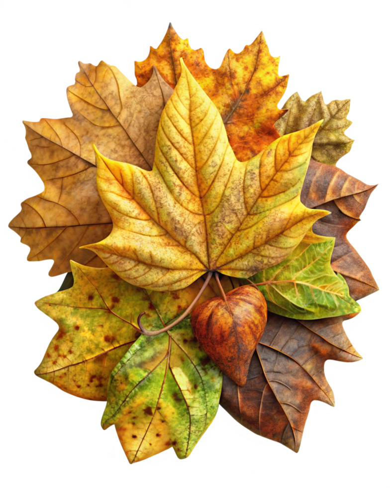 Fall Leaves Display in Warm Tones Transparent Background png