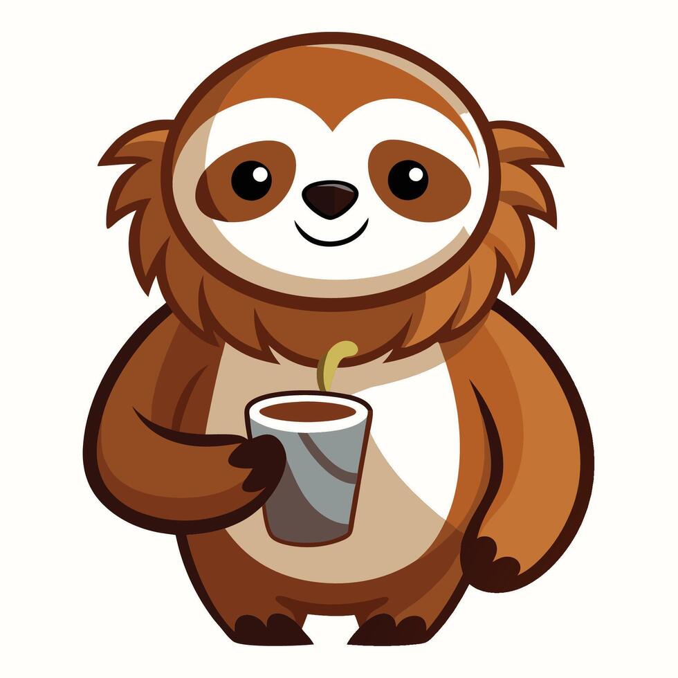 Adorable Sloth Indulging in a Cozy Coffee Moment vector