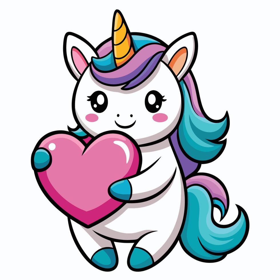 Adorable Cartoon Icon of a Unicorn Giving a Warm Hug with Hearts vector