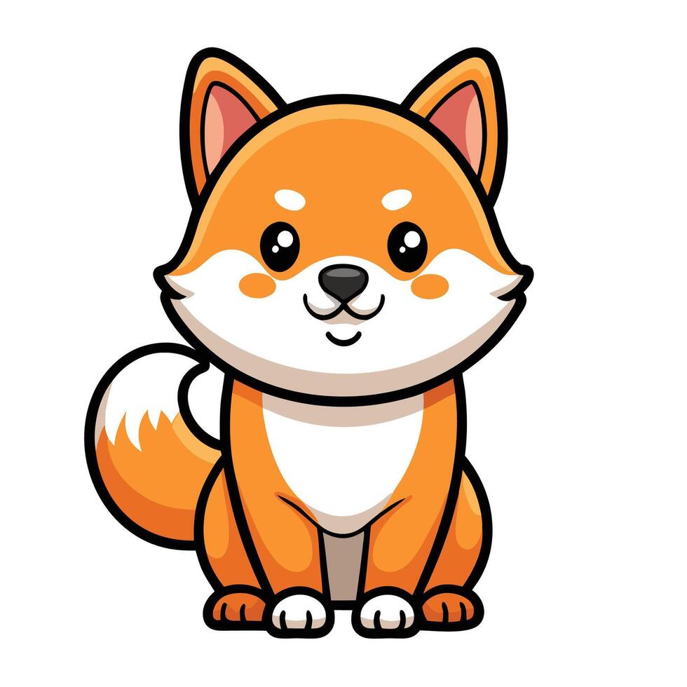 Adorable Sitting Shiba Inu Illustration for Cartoons and Icons vector