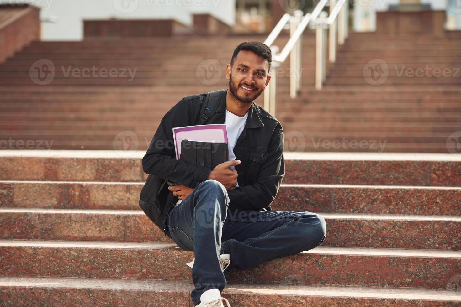 Handsome Indian ,student is outdoors photo