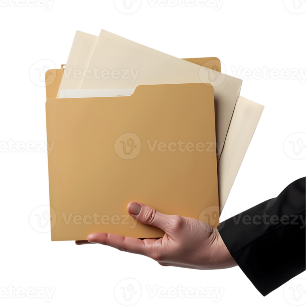 A person holding a folder with a file inside png