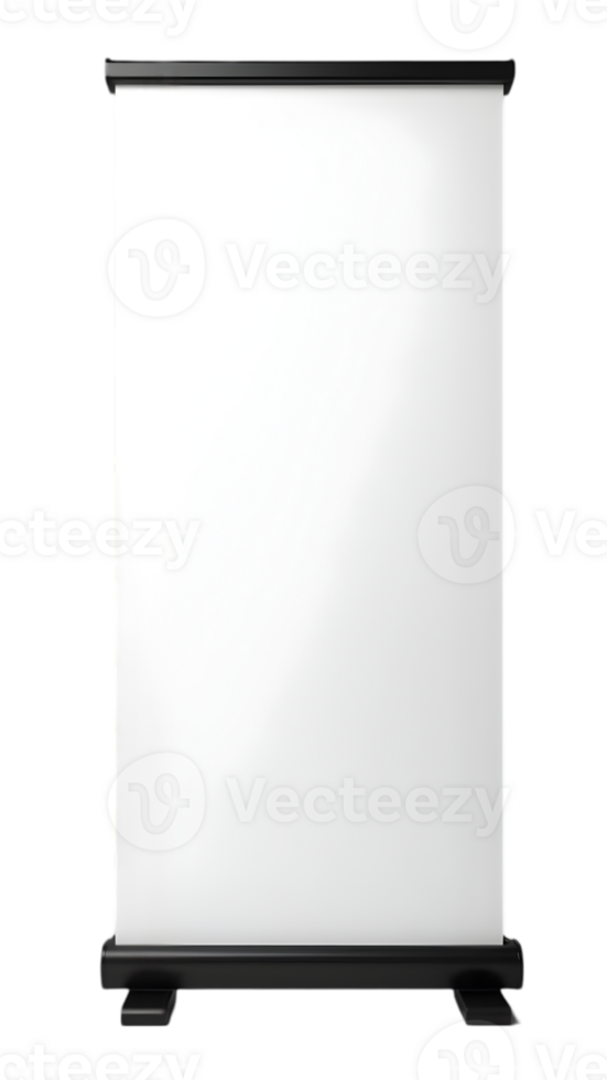 A white and black roll up display stand png