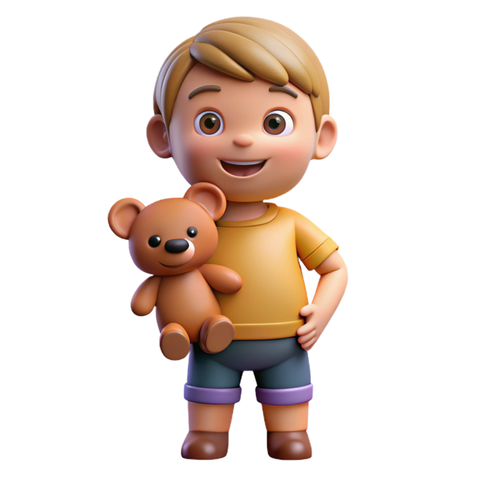 extraordinary abstract Happy child holding a teddy bear, exclusive png