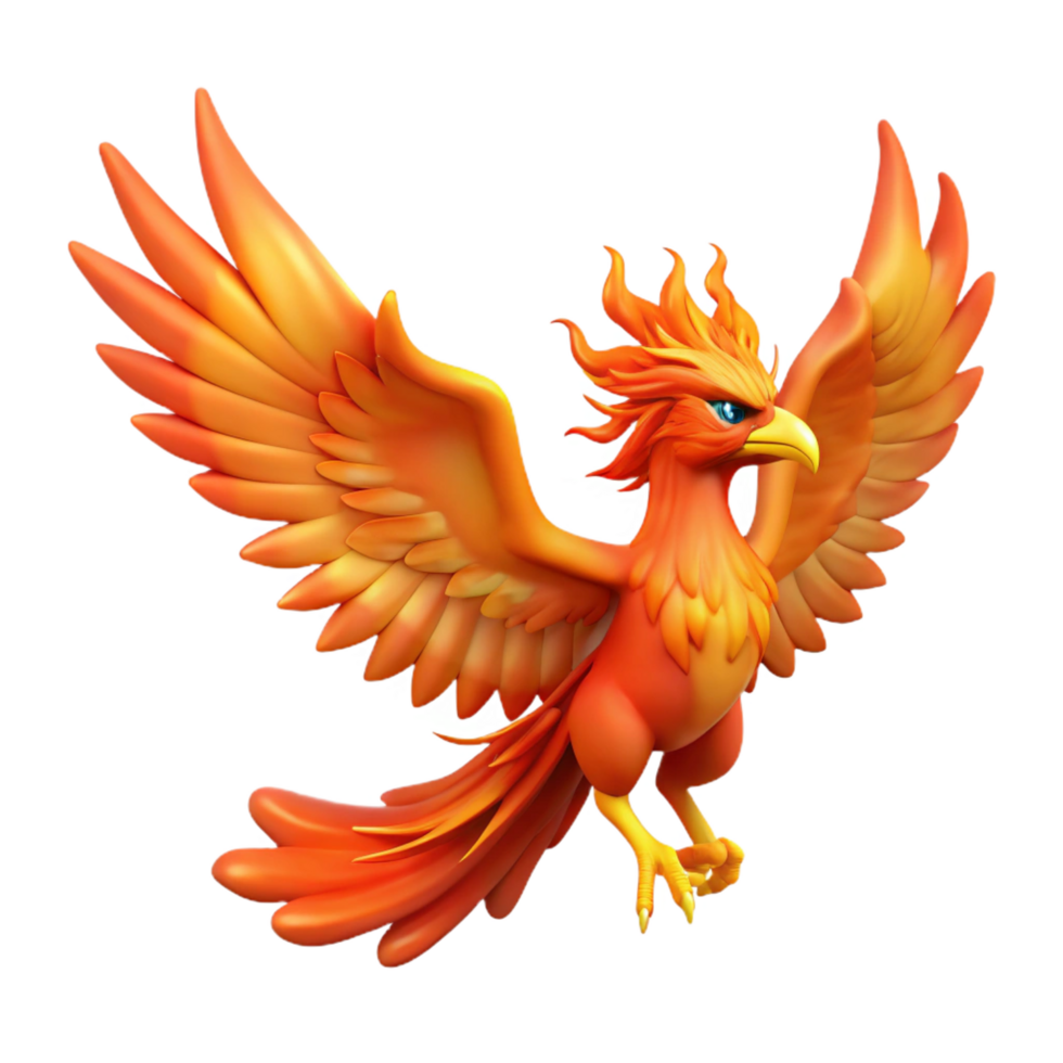 elegant modern A majestic phoenix, fiery wings spread, rising from ashes ashes cropped out , detailed png