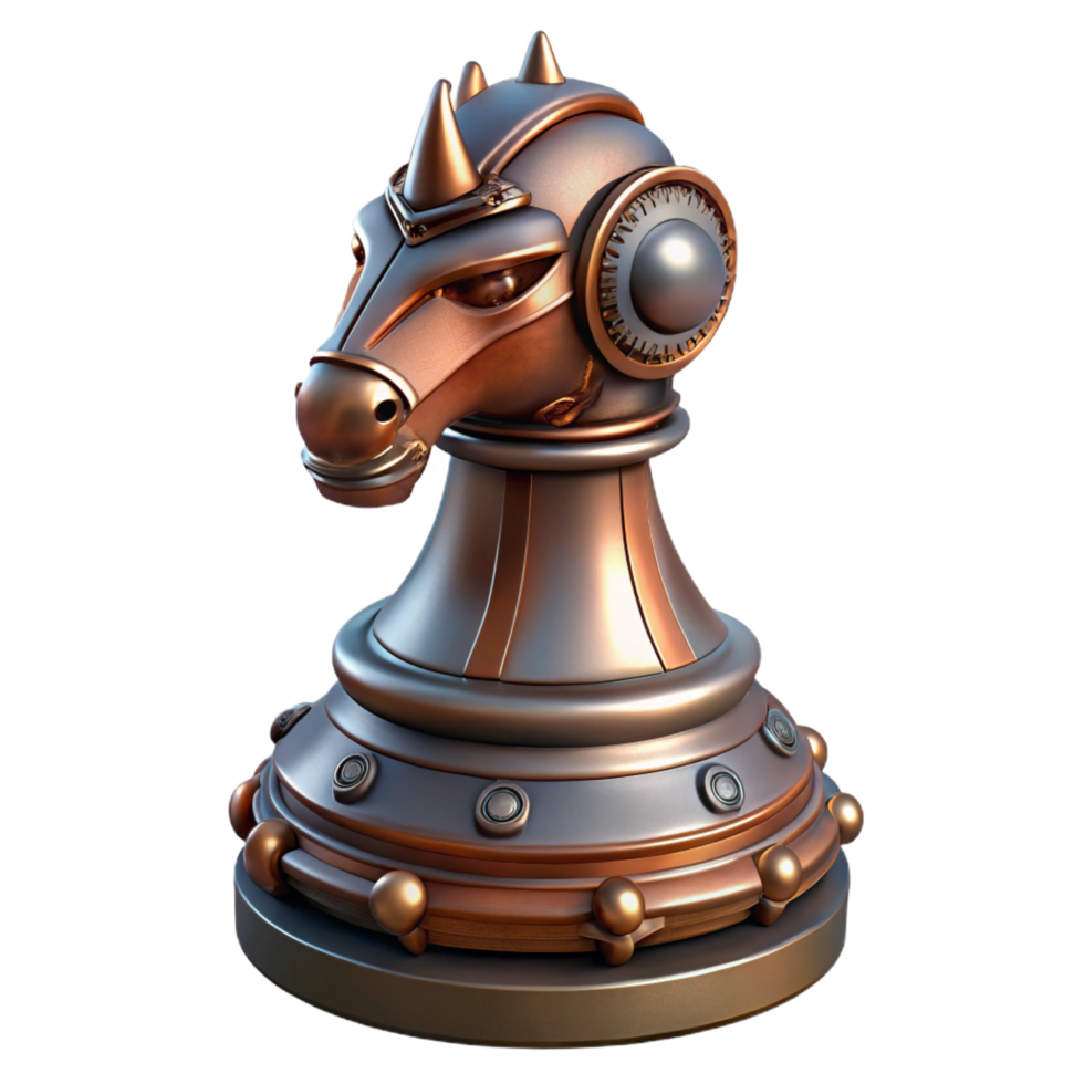 beautiful creative Steampunk chess piece knight with intricate metalwork exclusive png