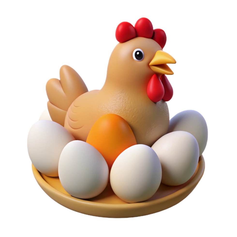 impressive artistic A hen sitting on eggs eggs cropped out detailed png