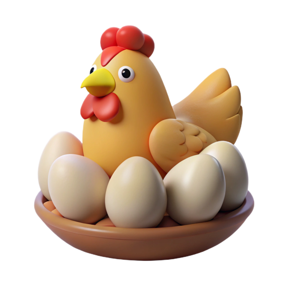 serene classic A hen sitting on eggs eggs cropped out authentic png