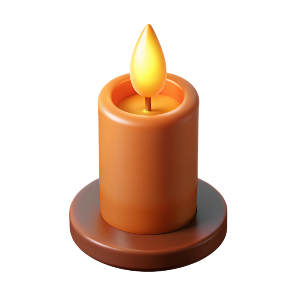 impressive creative A single, burning candle with a flickering flame flame as part of the candle object 4K png