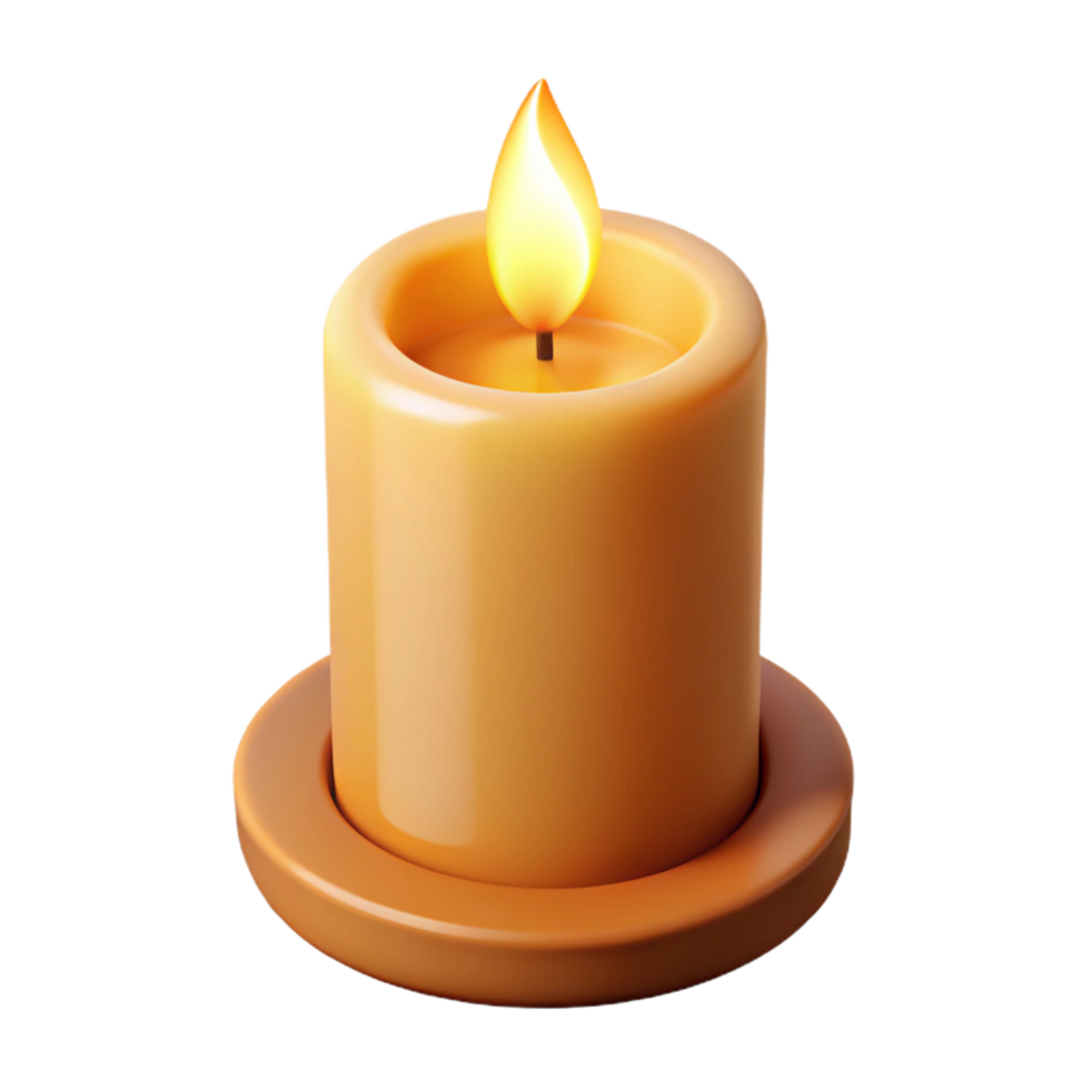 elegant vintage A single, burning candle with a flickering flame flame as part of the candle object high quality png