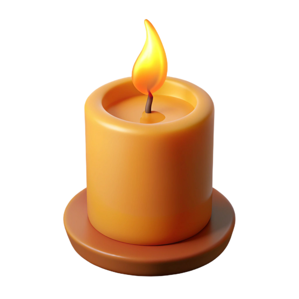 magnificent classic A single, burning candle with a flickering flame flame as part of the candle object high quality png
