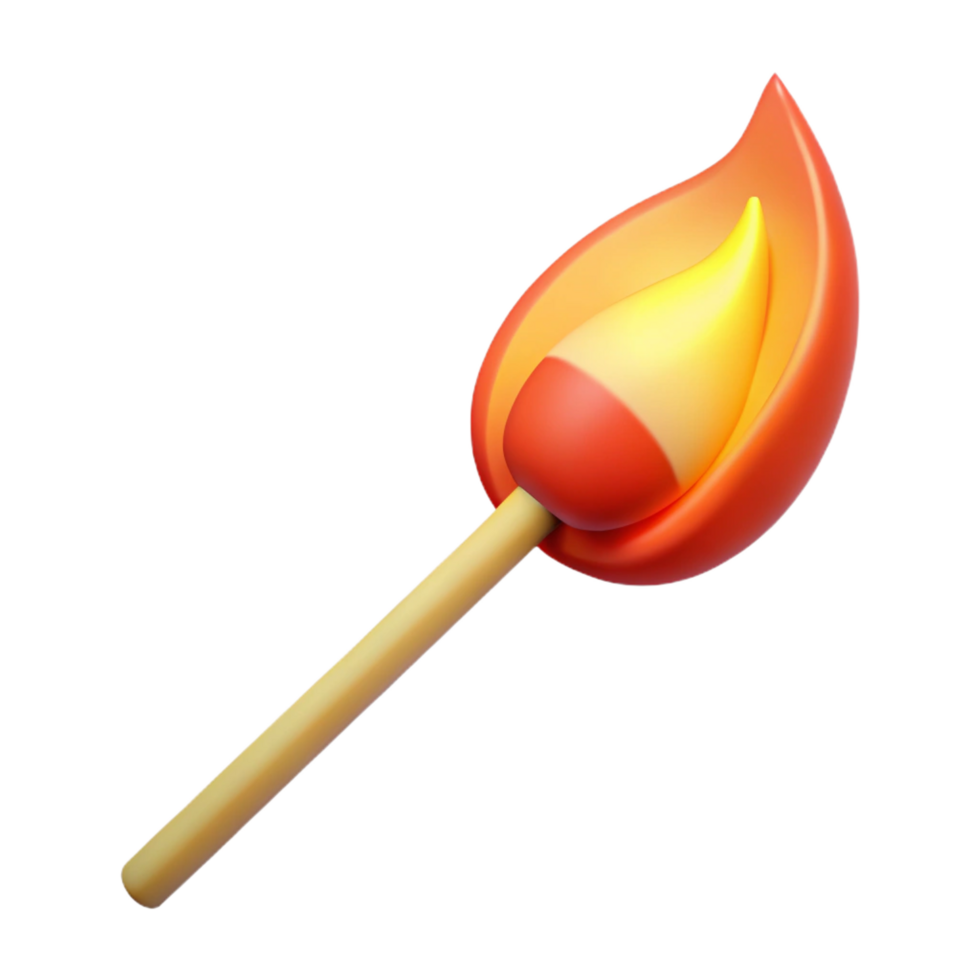 impressive abstract A single, burning matchstick with a flame flame as part of the matchstick object authentic png
