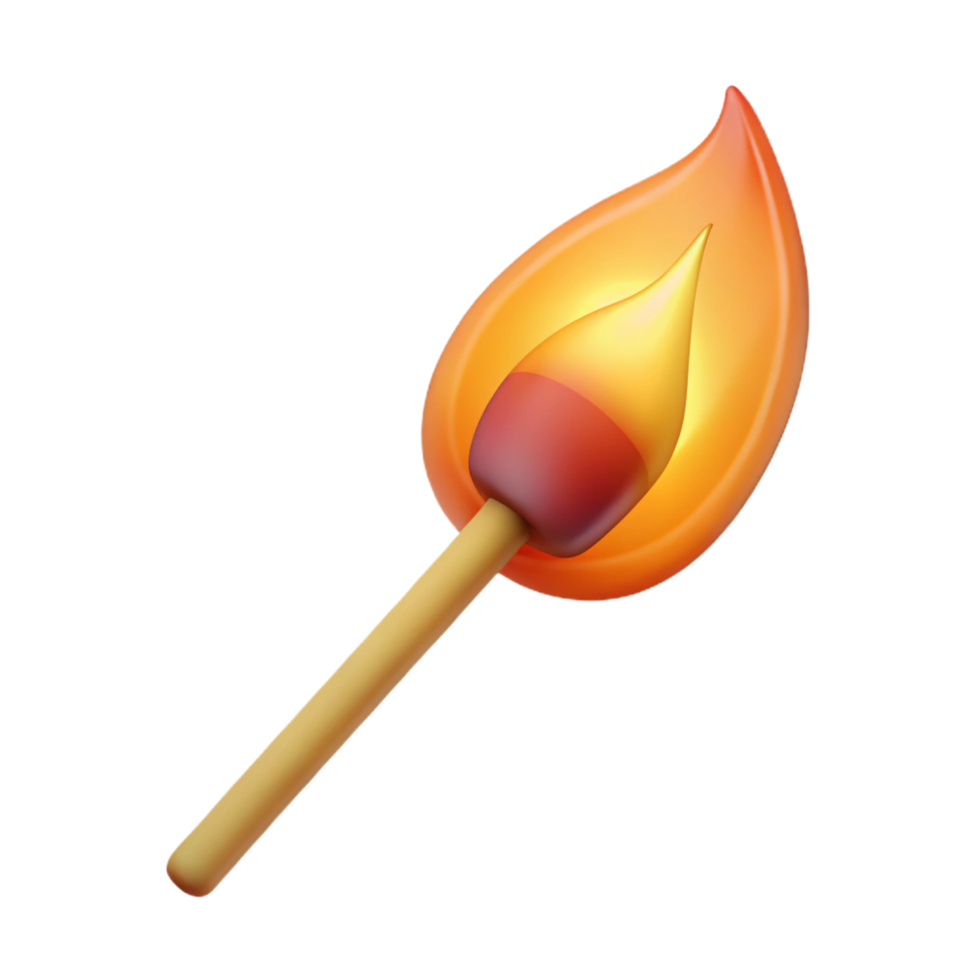 magnificent vintage A single, burning matchstick with a flame flame as part of the matchstick object professional png
