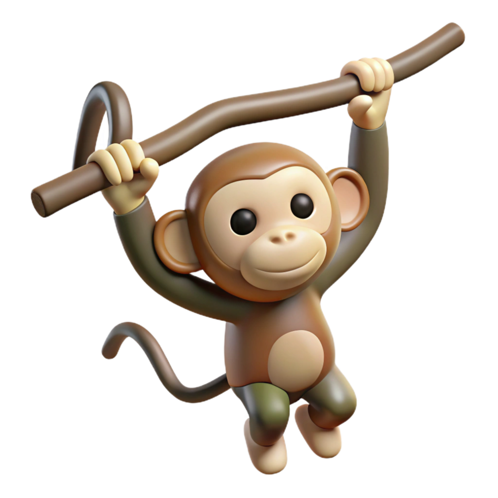 beautiful classic Monkey hanging from a branch no branch shown , high quality png