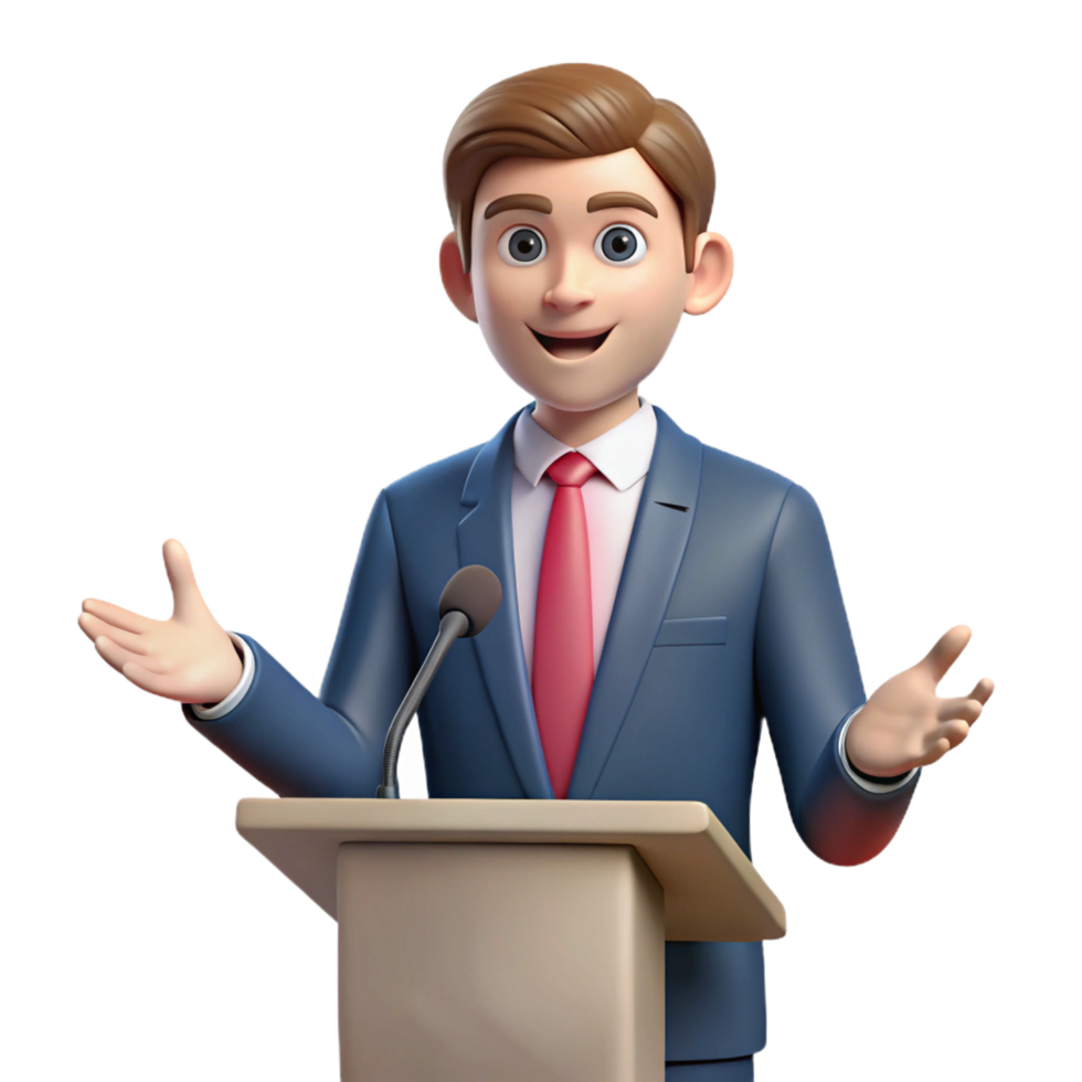 stunning minimalist Presenting businessman giving a speech implied, not shown premium png