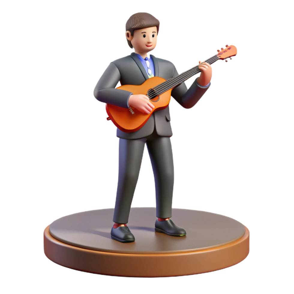 dramatic rustic Virtuoso musician performing on stage implied, not shown original png