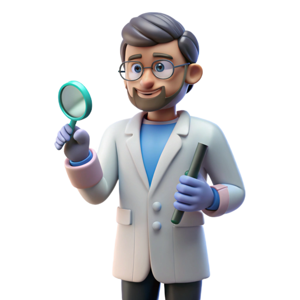 serene artistic Analytical doctor researching a cure implied, not shown premium png