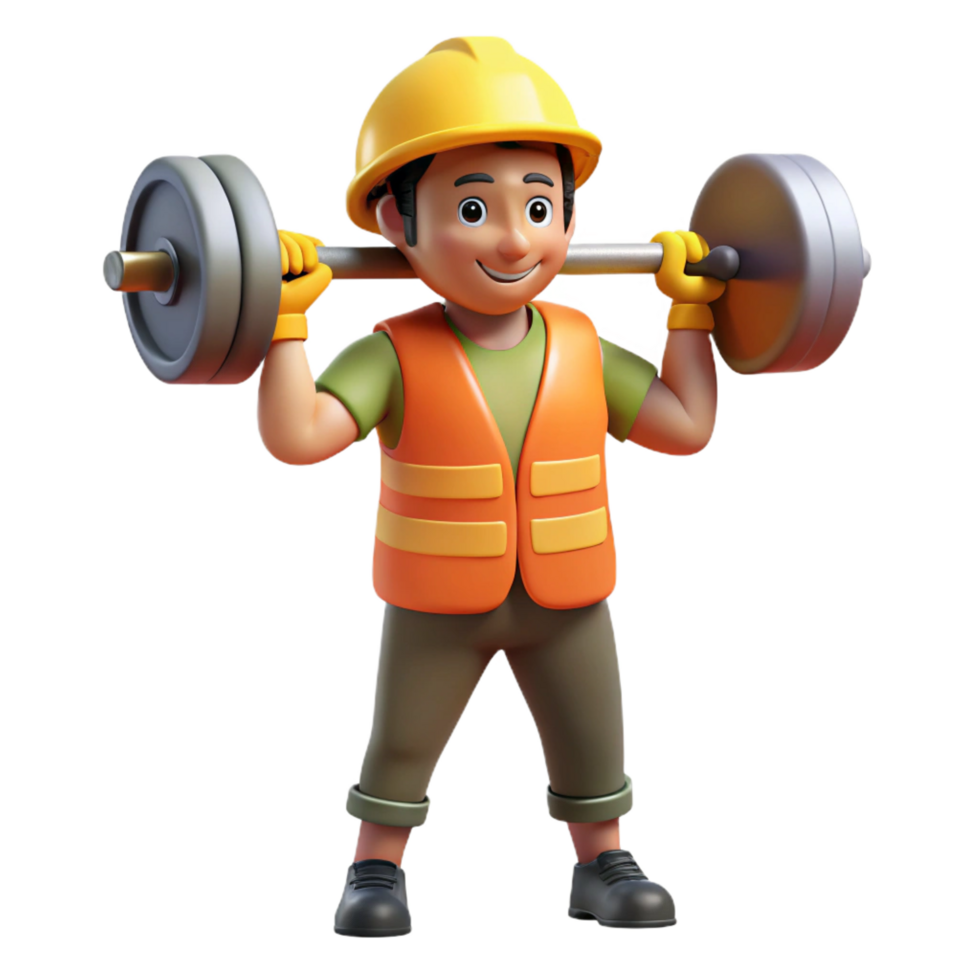 dramatic minimalist Strong construction worker lifting heavy objects implied, not shown high resolution png