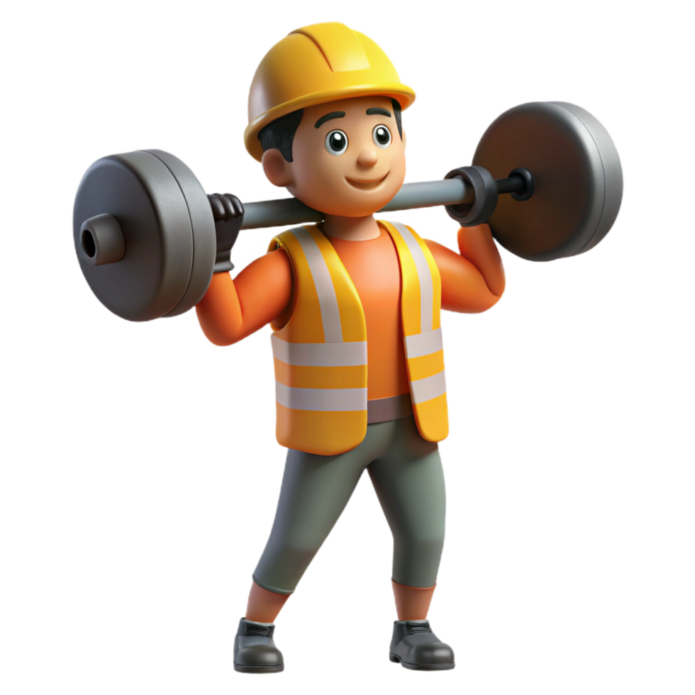 beautiful modern Strong construction worker lifting heavy objects implied, not shown detailed png