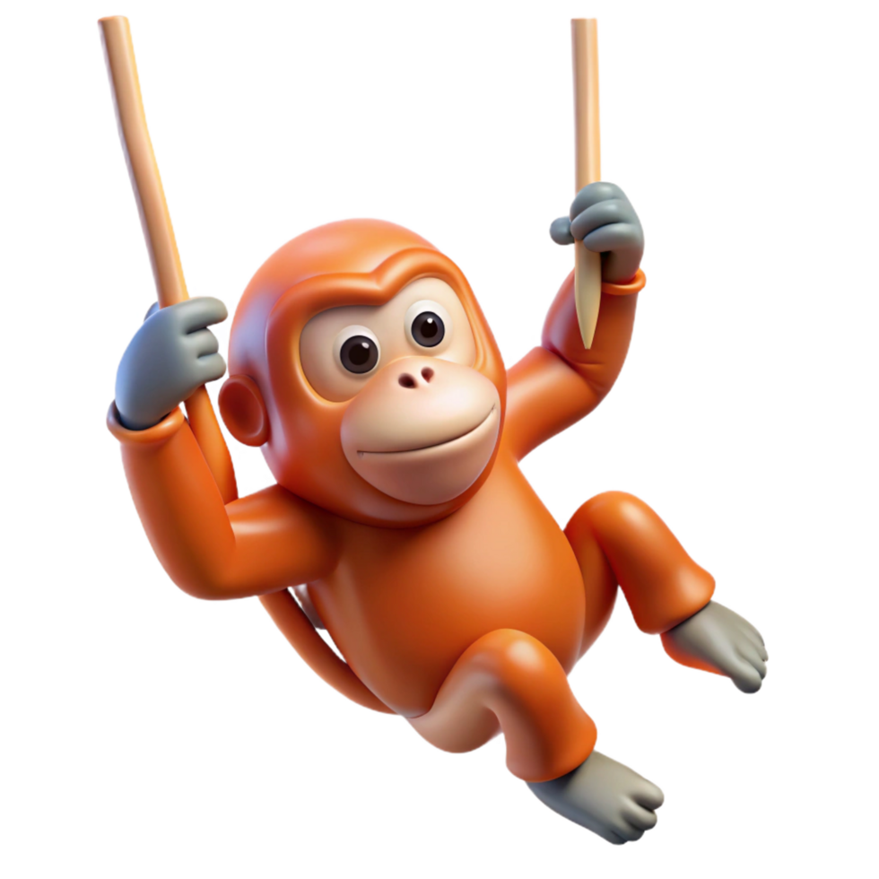 stunning classic Orangutan, swinging no vines visible , professional png