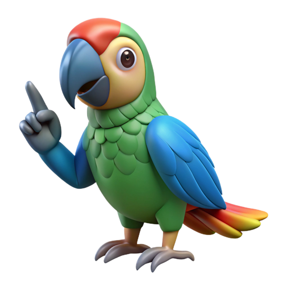 impressive rustic Parrot, perched on a finger finger not visible , high quality png