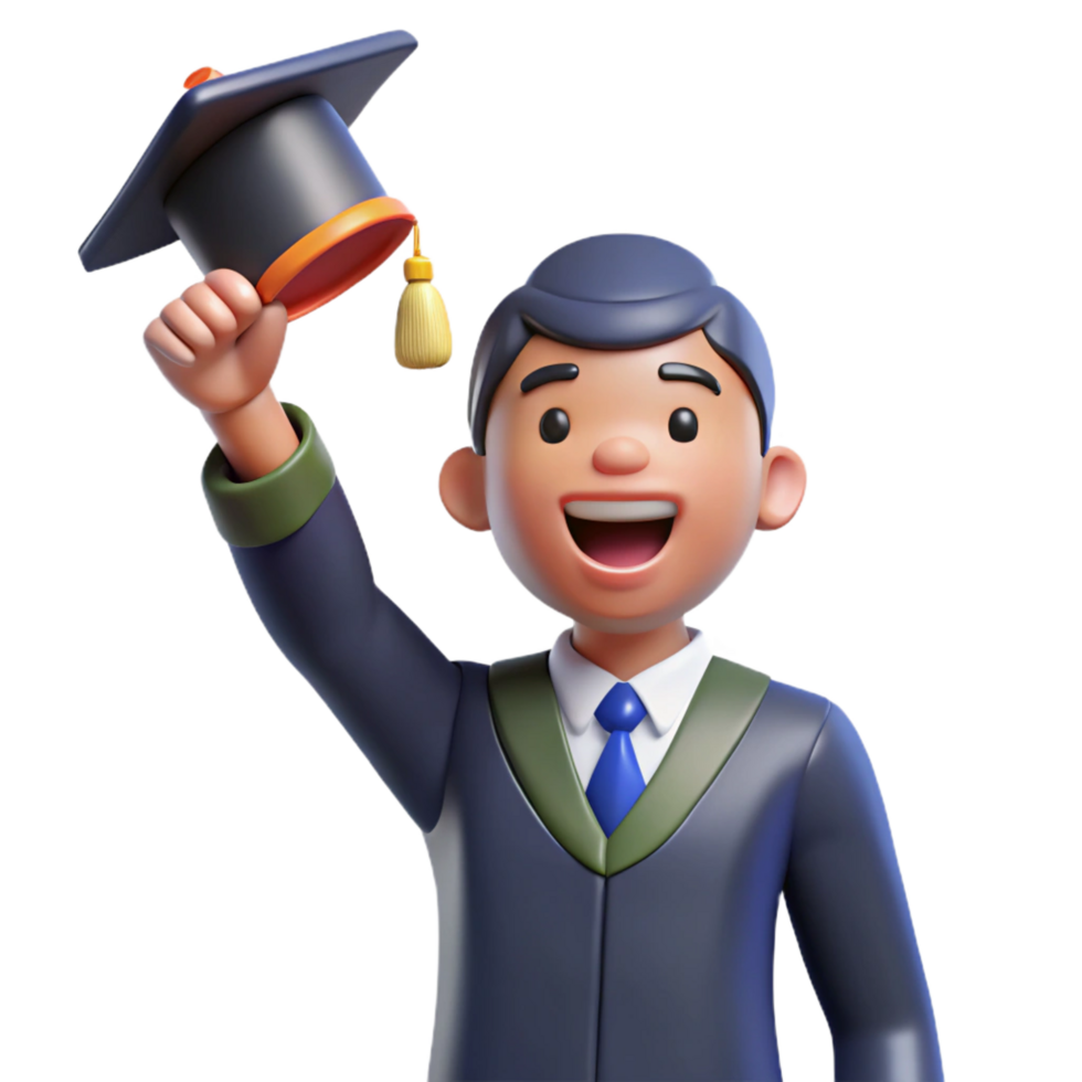 impressive artistic Happy graduate, throwing graduation cap cap not fully visible , authentic png