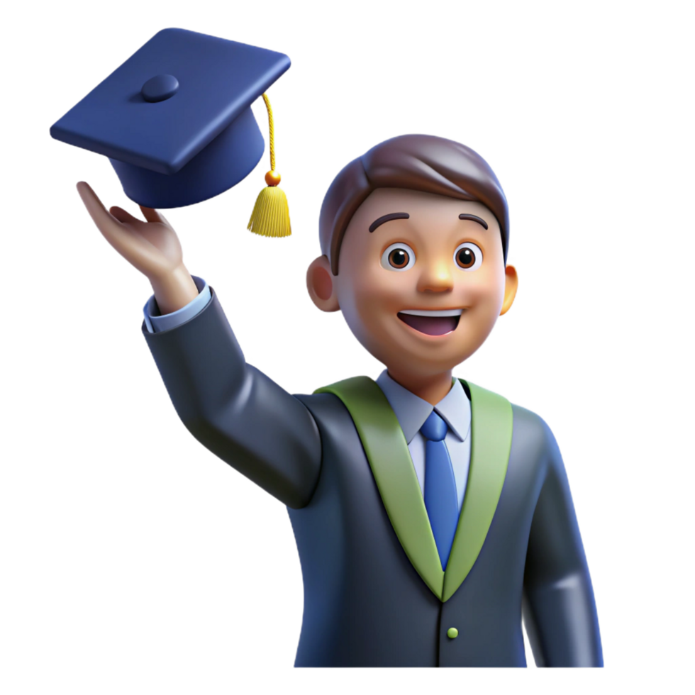 magnificent traditional Happy graduate, throwing graduation cap cap not fully visible , high quality png