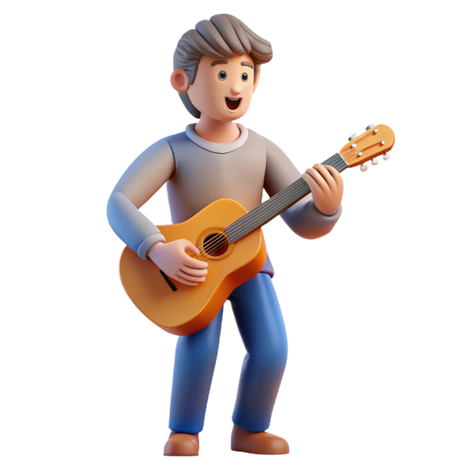 elegant minimalist Musician, playing a guitar guitar neck only visible , authentic png