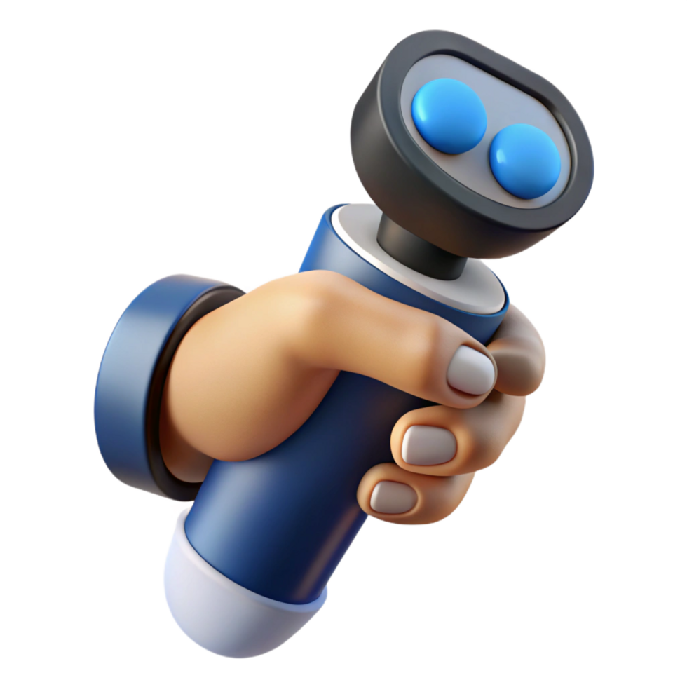 beautiful rustic A virtual reality controller, held in a hand hand cropped out authentic png