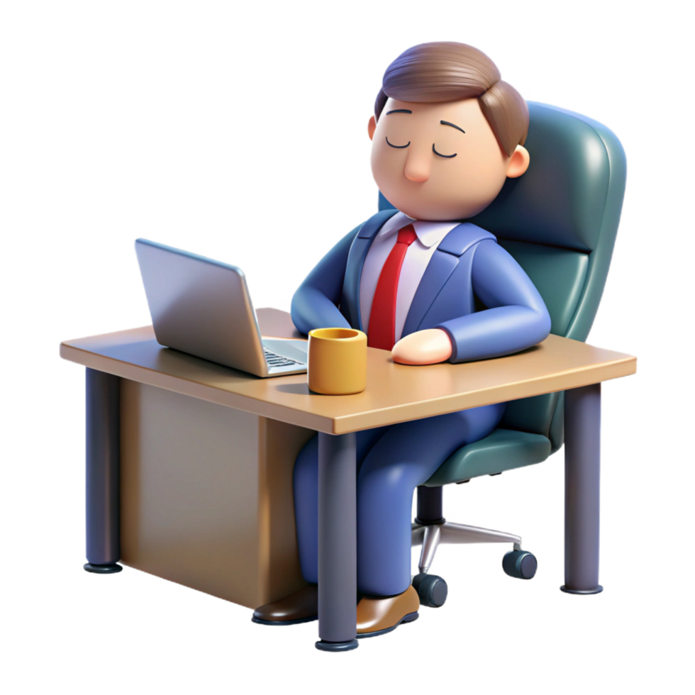 impressive creative Sleeping businessman at a desk desk not visible , high resolution png
