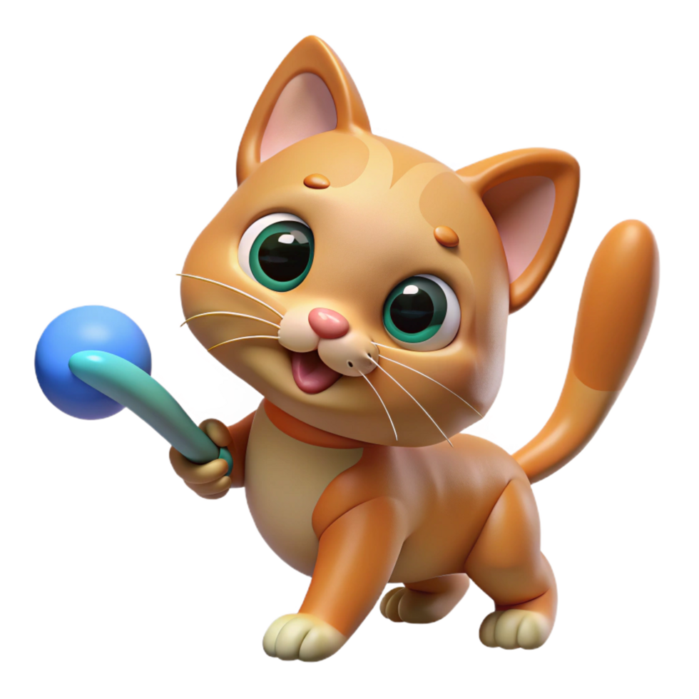 dramatic modern A playful kitten batting at a toy toy removed in post high resolution png