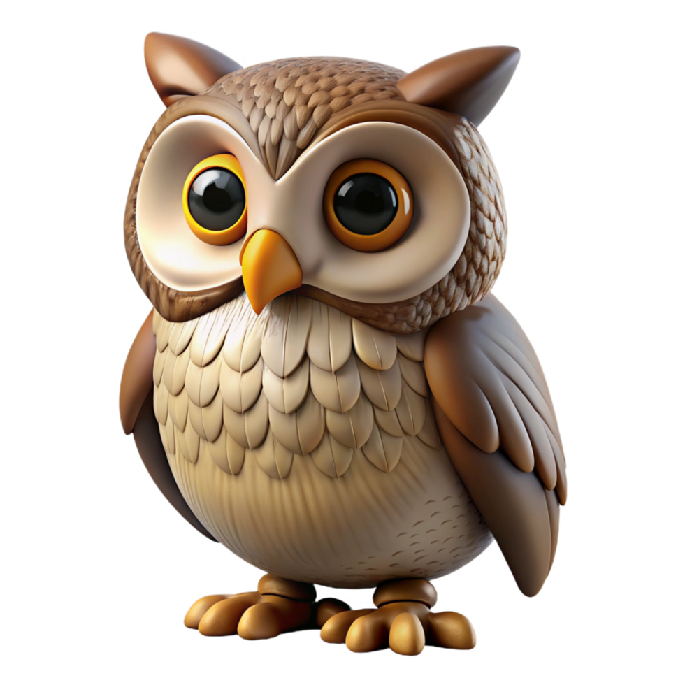 serene abstract A wise owl, perched on an unseen branch , looking directly at the camera high quality png