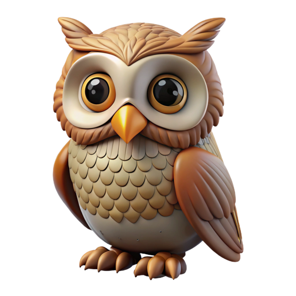 impressive modern A wise owl, perched on an unseen branch , looking directly at the camera high quality png