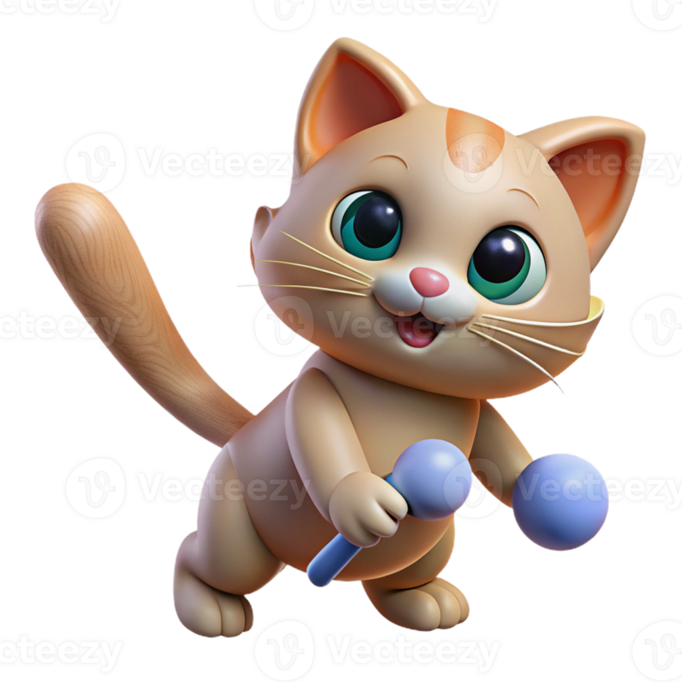 impressive modern A playful kitten batting at a toy toy cropped out high resolution png