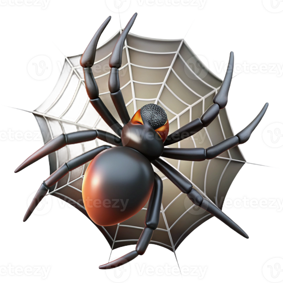 beautiful creative A spider spinning a web web cropped out detailed png