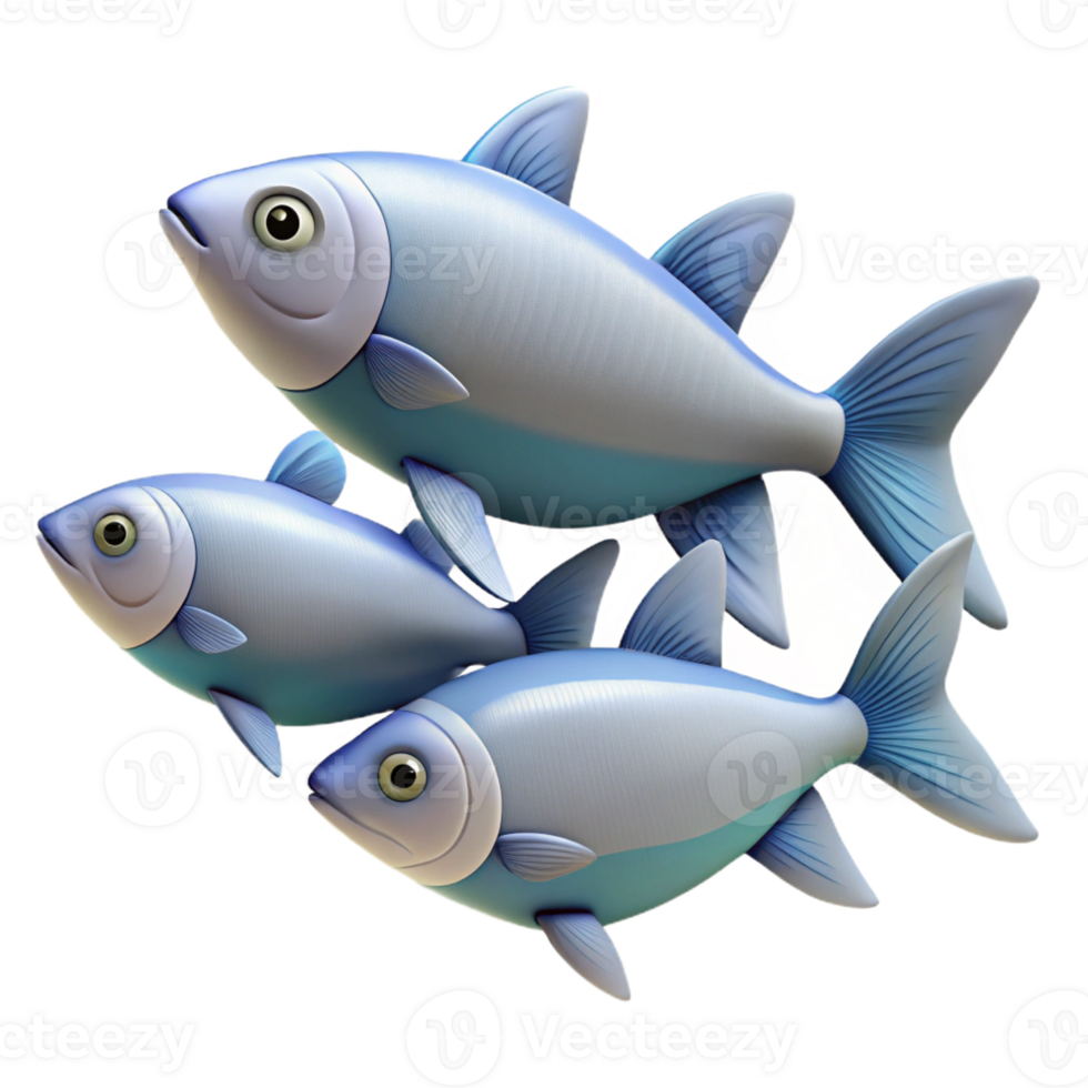 stunning minimalist A school of fish cropped to show only a few fish genuine png