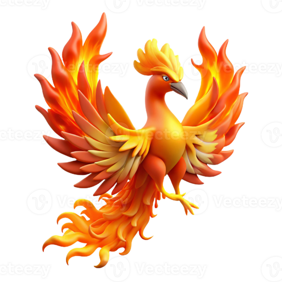 stunning rustic Phoenix, mythical firebird, rising from flames the flames themselves are NOT part of the subject, imagine it as if captured mid-transformation , exclusive png