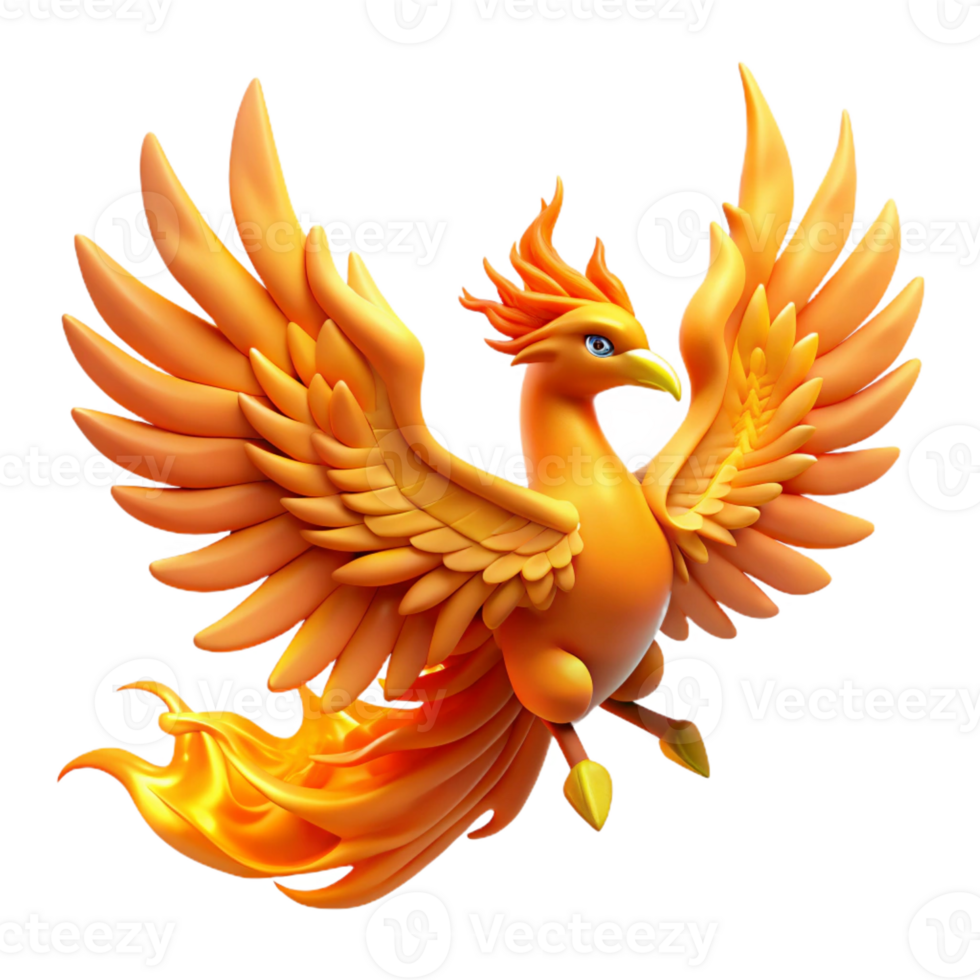 magnificent artistic Phoenix, mythical firebird, rising from flames the flames themselves are NOT part of the subject, imagine it as if captured mid-transformation , 4K png