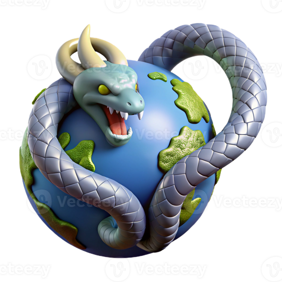 stunning traditional Jormungandr, Midgard Serpent, encircling the world the world is not part of the image , high resolution png
