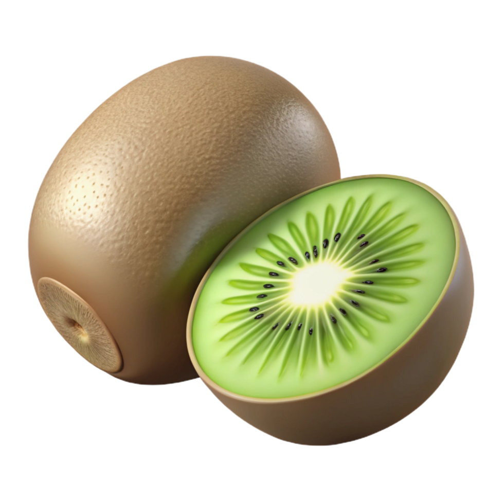 elegant abstract Single kiwi fruit cut in half kiwi only detailed png
