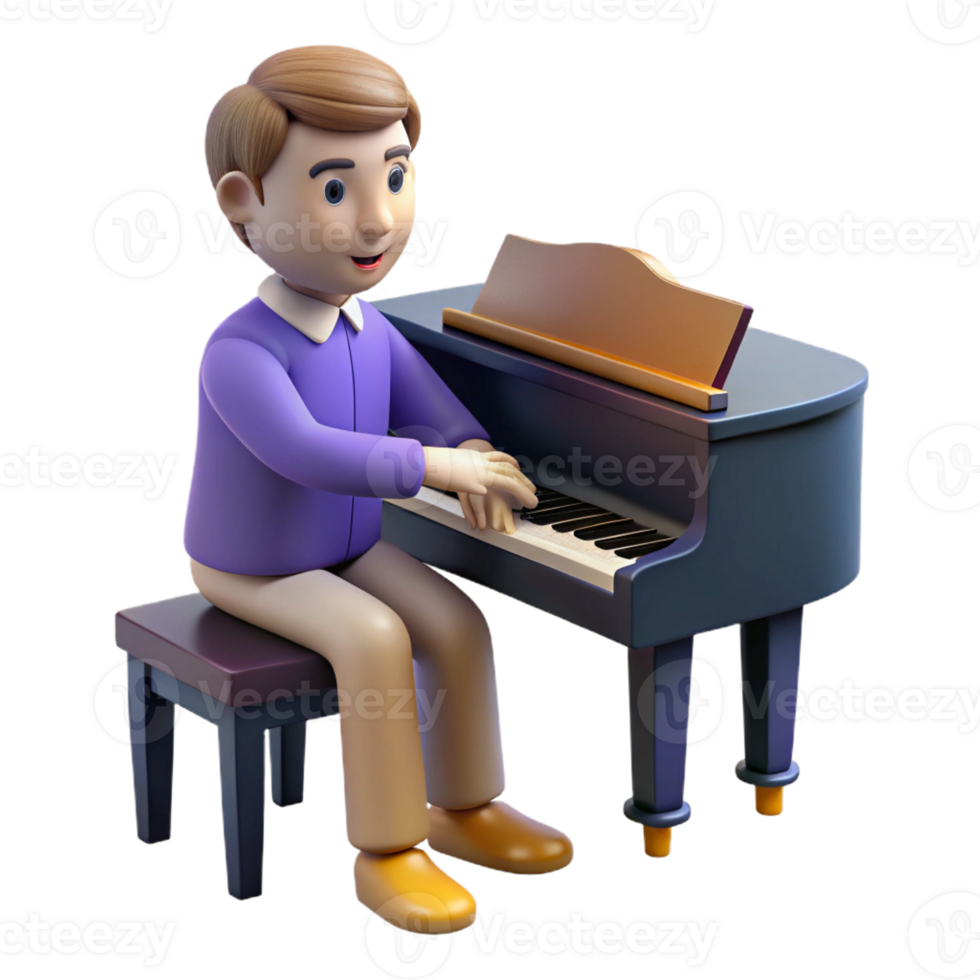 extraordinary rustic Talented musician playing the piano implied, not shown high resolution png