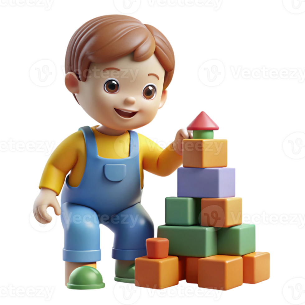 elegant rustic Playing toddler with building blocks implied, not shown original png