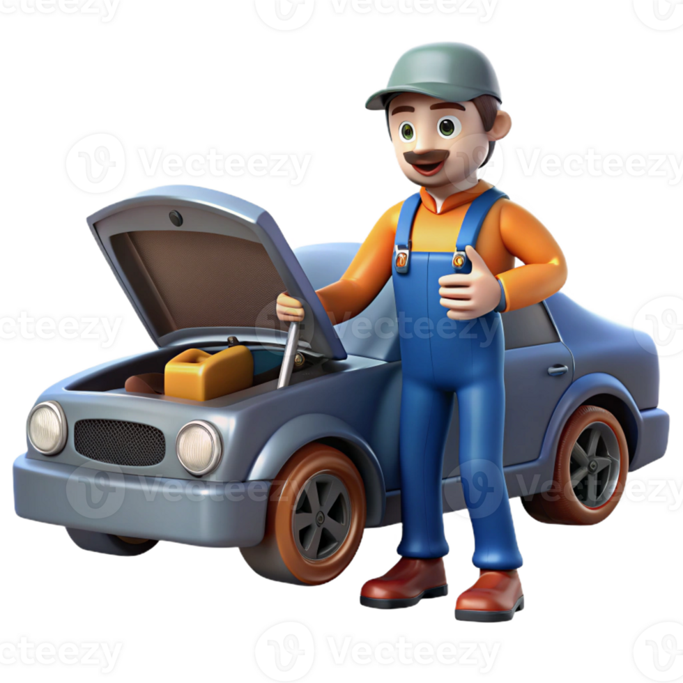 extraordinary minimalist Skilled mechanic fixing a car implied, not shown professional png