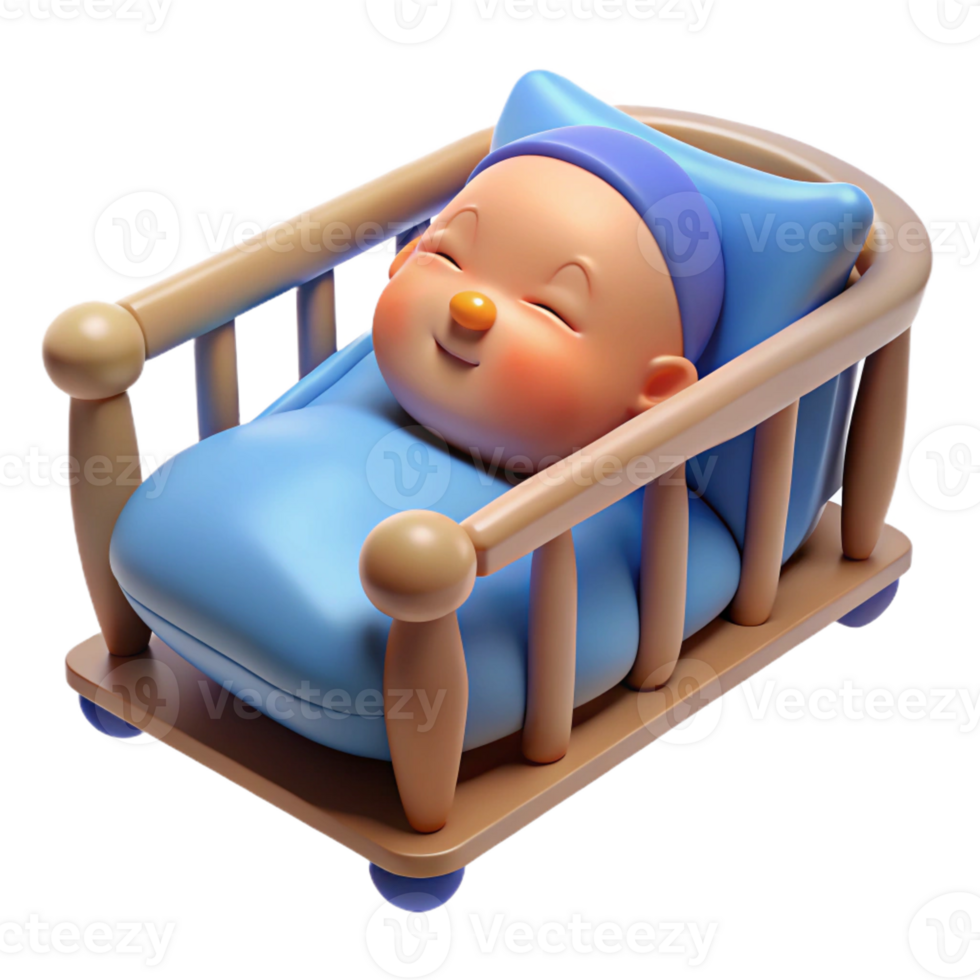elegant traditional Sleeping baby in a crib implied, not shown genuine png