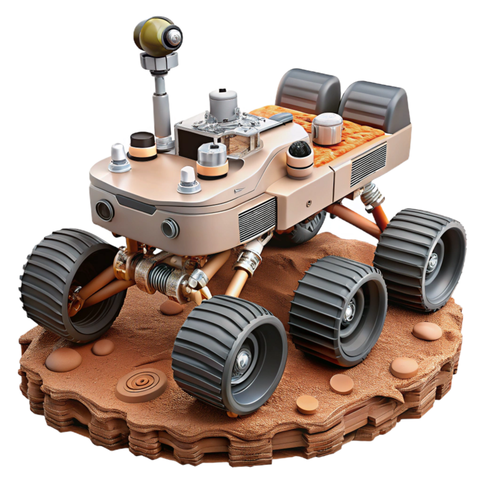 vibrant unparalleled Mars rover exploring the surface NO BACKGROUND with Transparent Background. png