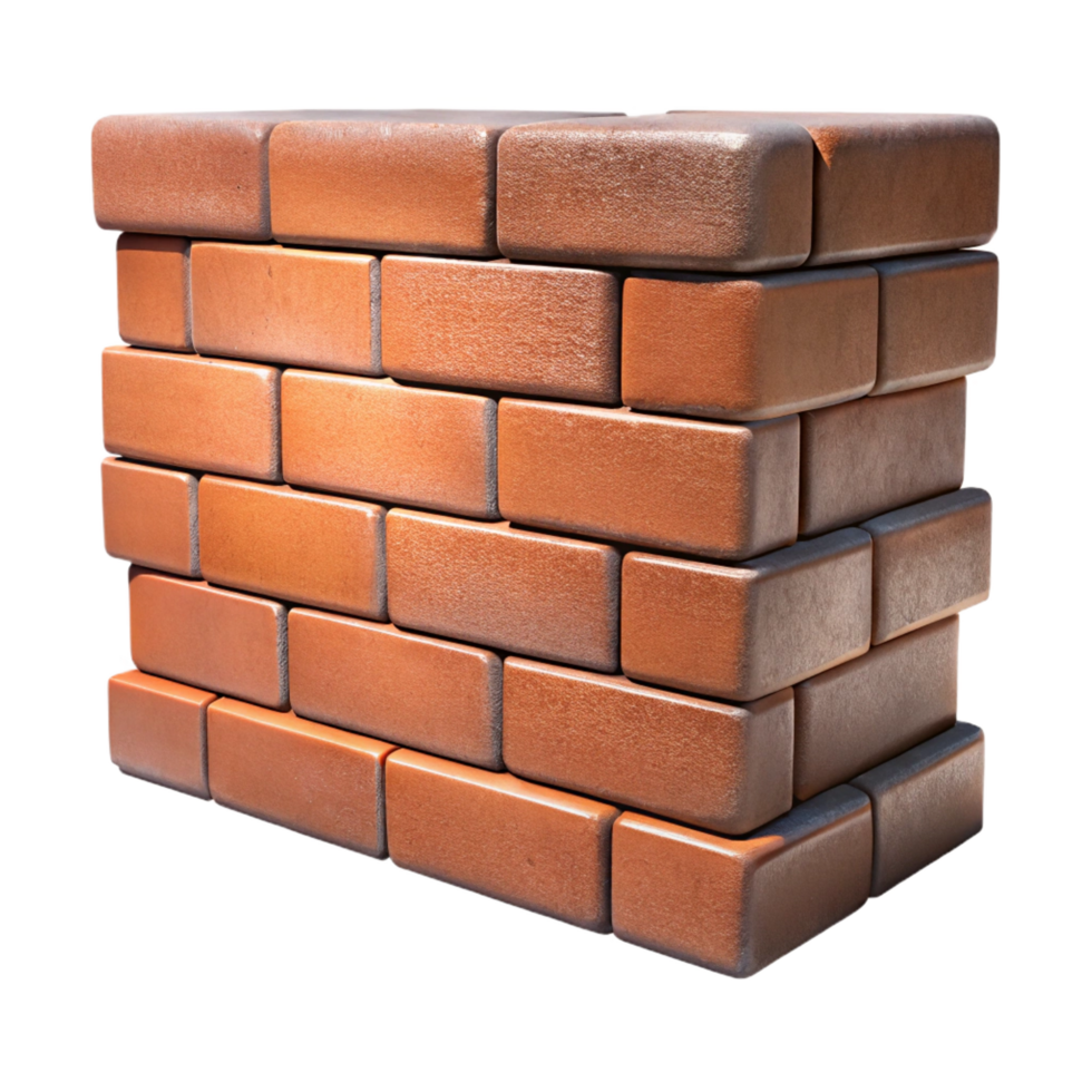 spectacular distinctive Brick wall section, aged texture, NO BACKGROUND with Transparent Background. png