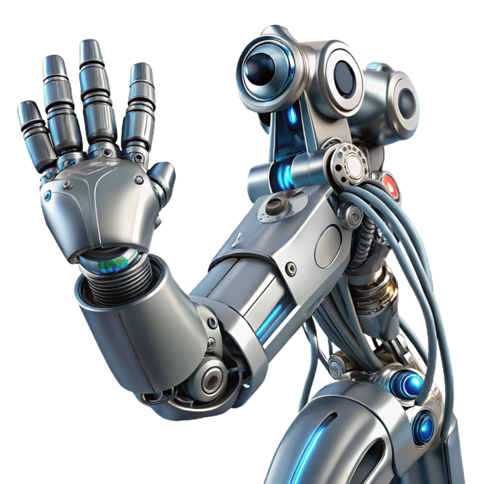 stunning acclaimed Cybernetic robot arm, highly detailed, metallic, intricate wiring. NO BACKGROUND with Transparent Background. png