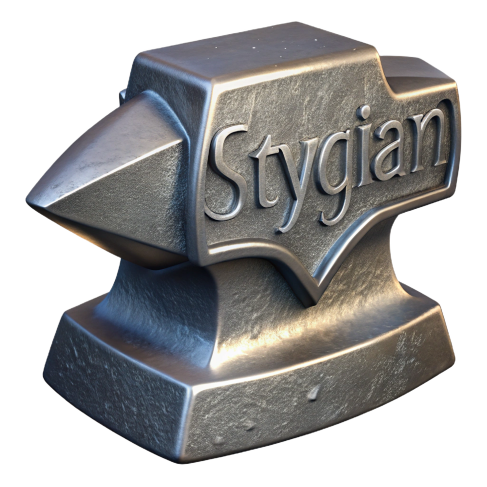 glorious inspired Stygian Iron, metal from the River Styx, underworld material, NO BACKGROUND with Transparent Background. png